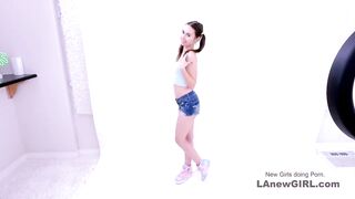 Petite Girl Sucks Cock as Tiny Hot Model