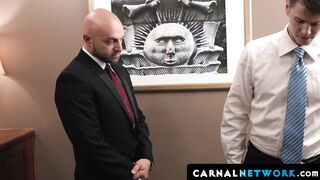 Master Adam Snow pulled the apprentice's garments down and rim jobs his ass on the de
