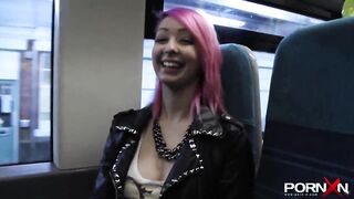 Teenie beauty peeing into her leggings outside