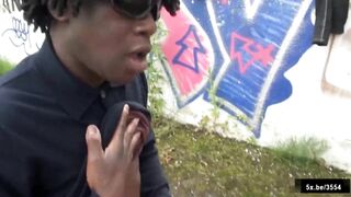 Jade takes a big african dick public