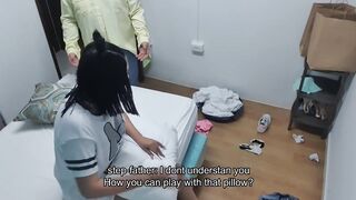 Freaky women is busted ride her pillow by her grandmother