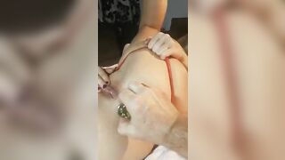 Vulgar MILF booty play with buttplug