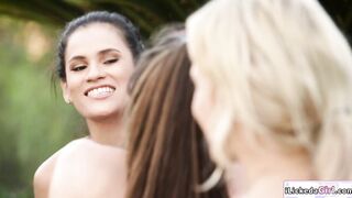 Yoga teacher having foursome with client