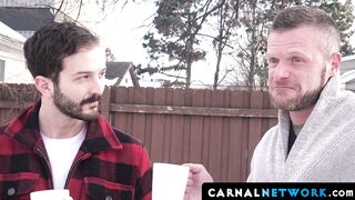 Myott Hunter saw his hairy uncle's hard cock and blowjobs it and got anal fucked by h