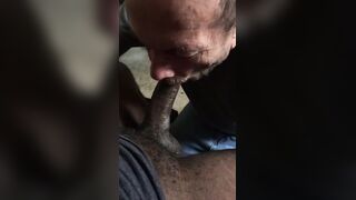 Grandpa Sucks My Interracial Dick (No Cum)