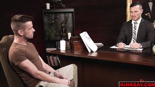 Professor Derek Kage begs to cum too but Lane Colten says no