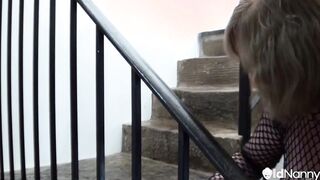 British Milf Auntie Trisha Solo Stair Play - OLDNANNY