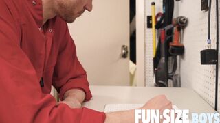 FunSizeBoys Tall hung DILF janitor Adam Ryan breeds twinky inside closet