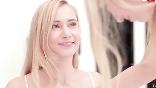 Ivi Rein and Lucky Bee have just returned from shopping for panties. Lucky has asked her GF Ivi to come be part of a three-way with her and her BF Charlie Dean and Ivi has agreed. The girls hold the bras up to each others chests and the