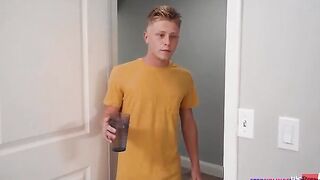 Parker Sims is trying to make his bed when his stepsister Jojo Austin jumps onto