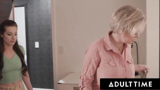 ADULT TIME - milf Lesbo Dee Williams Helps Her Curious Heterosexual Tenant Spencer Bradley Orgasm!