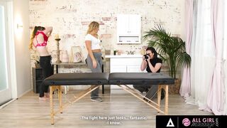 ALL WOMEN GRIND - 2 Hotties Fucked Into Front Of A Photographer To Inaugurate A New Strokes Parlor
