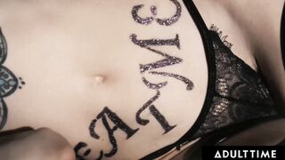 ADULT TIME - Gothic Skank Lola Fae Gets double penetration'd During HARD GANG BANG Into Fetish Sex Dungeon! FULL SEX TAPE