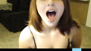 Pretty Girl's Mouth Cum with Dildo