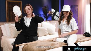 GIRLSWAY - Trainer Siri Dahl Rewards Player Katie Kush With HARD BASEBALL BAT INTO CUNT & STRAP-ON SEX