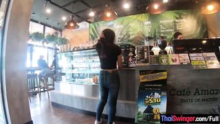 Starbucks coffee date with irresistible long butt chinese 19 yo gf