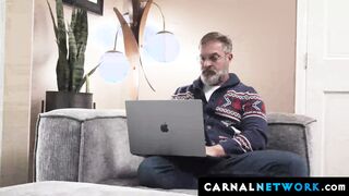 Horny gay Chase Tyler felt the sensation of his boycock jumping in his pants while ge