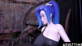 F.U.T.A. SENTAI SQUAD - Futuristic Futanari Red Head Creampies Wild women + Self-Blows With Long Facial