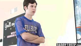 Handsome daddy Ian Holms disciplines his needy stepson by destroying his ass