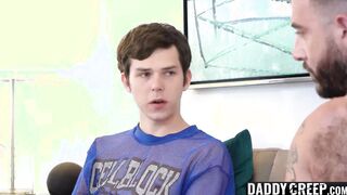 Handsome daddy Ian Holms disciplines his needy stepson by destroying his ass
