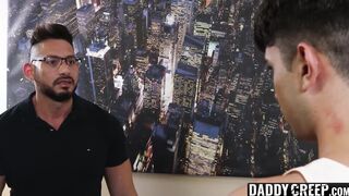 Gay twink Rob Quin makes his stepdad proud by offering his hairy ass to him