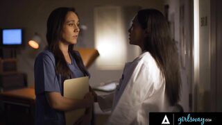 GIRLSWAY - Doctor Vicki Chase KNOWS How To Keep Nurse Sinn Sage's Mouth Busy From Telling Secrets
