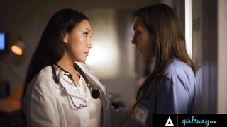 GIRLSWAY - Doctor Vicki Chase KNOWS How To Keep Nurse Sinn Sage's Mouth Busy From Telling Secrets