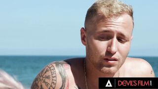 DEVILS CLIP - sexy Adira Allure Has Fun Fucking 2 Bi-Curious Guys Inside Steamy Three-Way