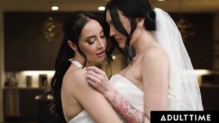 ADULT TIME - Erotic Romantic First Banged! For Lesbo Newlyweds Charlotte Sins And Melissa Stratton!