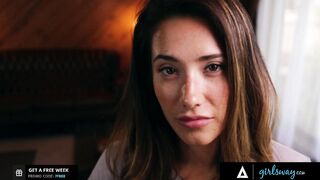 GIRLSWAY - Cutie Eva Lovia Has Rough Romantic Sex With Her Wifey During Vacation Inside A Rented Cabin