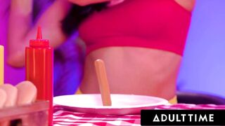 ADULT TIME - Dick-Hungry Lesbians Try Out Strap-On! Eliza Ibarra, Alexis Tae, and Charlotte Sins