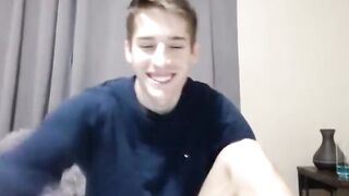 Twink Jerks Off on Webcam, Showing Big Dick