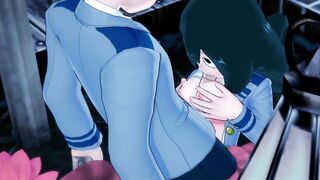 Deku fucks Tsuyu Asui, ejaculates into her tight cunt, My