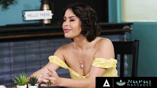 NURU GRIND - Great Hot Nicole Aria Shows Her Businessman Friend What A Real Nuru Rubs Is