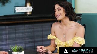 NURU GRIND - Great Hot Nicole Aria Shows Her Businessman Friend What A Real Nuru Rubs Is