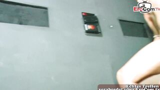 German housewife fucks a strange man inside the sex cinema