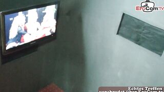 German housewife fucks a strange man inside the sex cinema