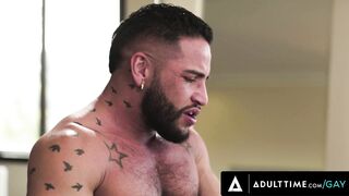 ADULT TIME - babe Daddy Bear Brings Inked Beefcake Home to Fucked With Hubby - FIRST TIME TOPPING!