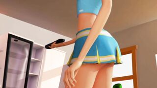 3DGSPOT - Lusty Cheerleader Masturbates Her Small Vagina And Gets 2 Orgams! 3D ANIMATION!