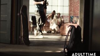 ADULT TIME - GRINDERS - Vanna Bardot Give bf Nathan Bronson three-Way With Lilly Bell For His Birthday