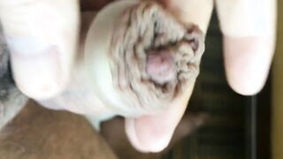 Hairy Daddy's Big Uncut Cock Cums Hard