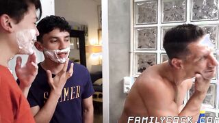 Teaching Joaquin Santana and Danny Bianchi how to properly suck a massive dick