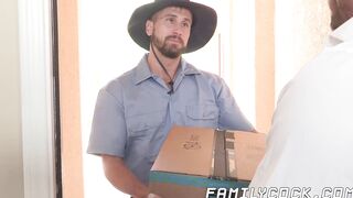 New mailman sealed his huge and lean package inside Michael Bostons ass