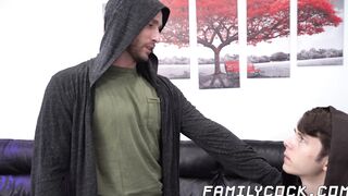 Kinky stepson tries rimming stepdad before bareback fucking