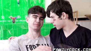 Cute twink stepbrothers pound bareback after taboo rimming