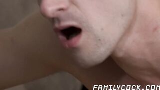 Twink has his ass rimmed by stepbro before bareback pounding