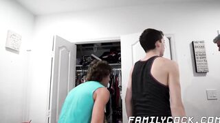 Twink stepson eats cum after hardcore taboo daddy threesome