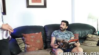 Naughty daddy spanking and doggystyle banging adorable twink