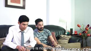 Naughty daddy spanking and doggystyle banging adorable twink