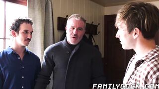 Wild stepdad taboo bareback fucked in forbidden threesome